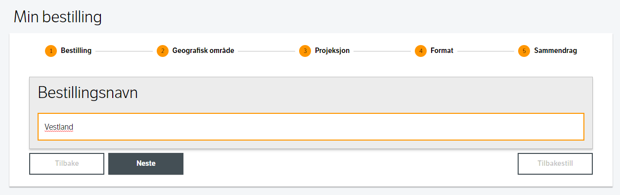 Navngivingssteget i bestillingsprosessen